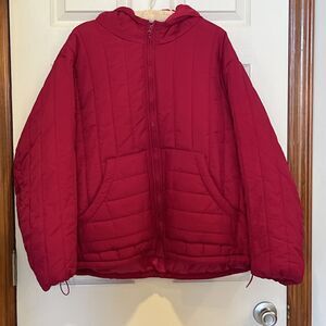 NWT A New Day Ladies Quilted Short Insulated Pink Coat Jacket w/Hood Size XXL